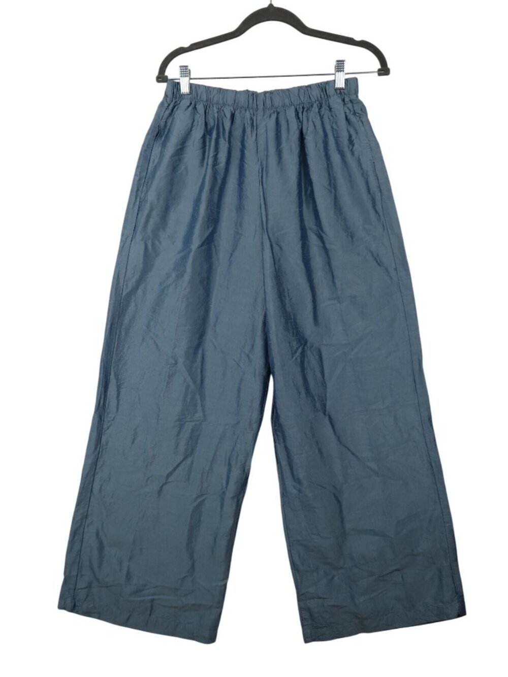 CP Shades L Womens Blue 100% Silk Wide Leg Pants Boho Coastal Clean Minimalist